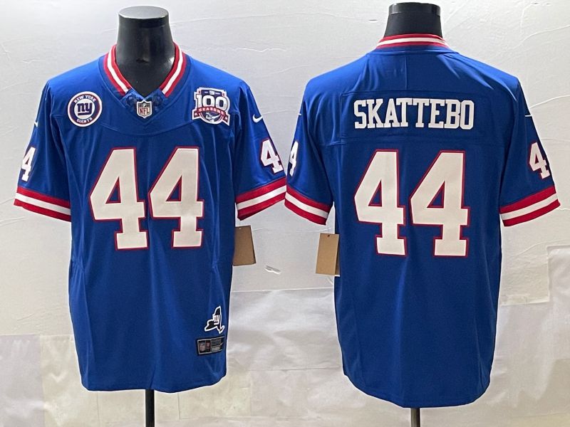Men 2025 Nike New York Giants #44 Skattebo Blue Throwback 3th generation Limited NFL Jersey 005->new york giants->NFL Jersey